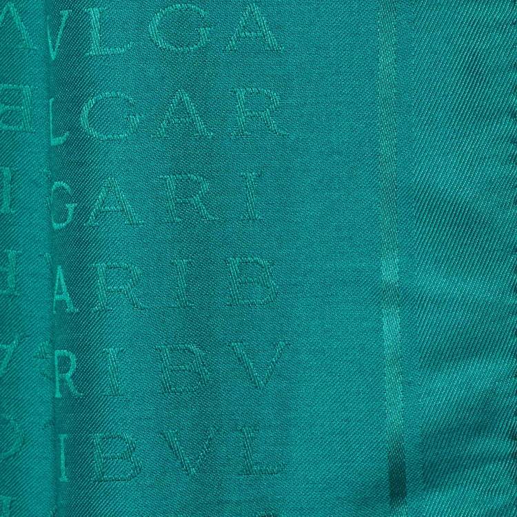 Pre Owned Bvlgari Green Logomania Stole Silk/Wool Shawl