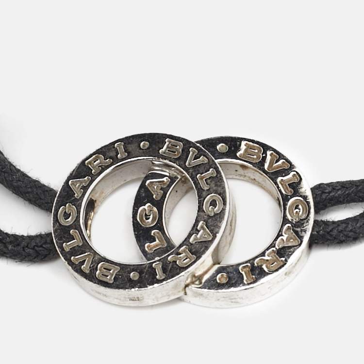 Pre Owned Bvlgari Bvlgari Interlocking Circles Sterling Silver Adjustable Cord Bracelet