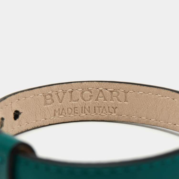 Pre Owned Bvlgari Serpenti Forever Enamel Leather Gold Tone Bracelet