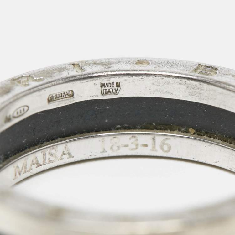 Pre Owned Bvlgari B.Zero1 Save the Children Ceramic Sterling Silver Ring Size 65