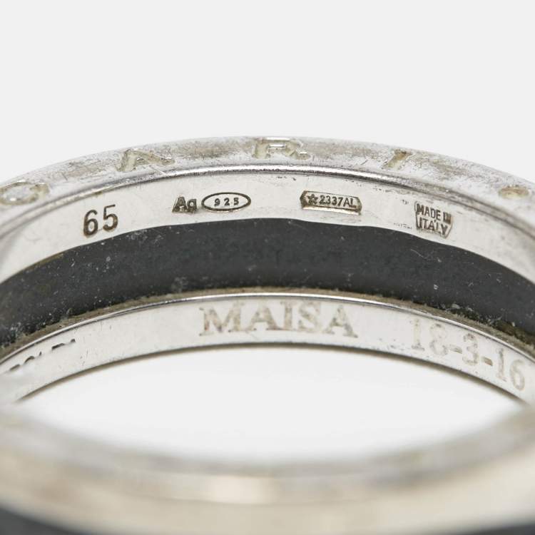 Pre Owned Bvlgari B.Zero1 Save the Children Ceramic Sterling Silver Ring Size 65