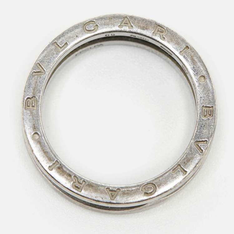Pre Owned Bvlgari B.Zero1 Save the Children Ceramic Sterling Silver Ring Size 65