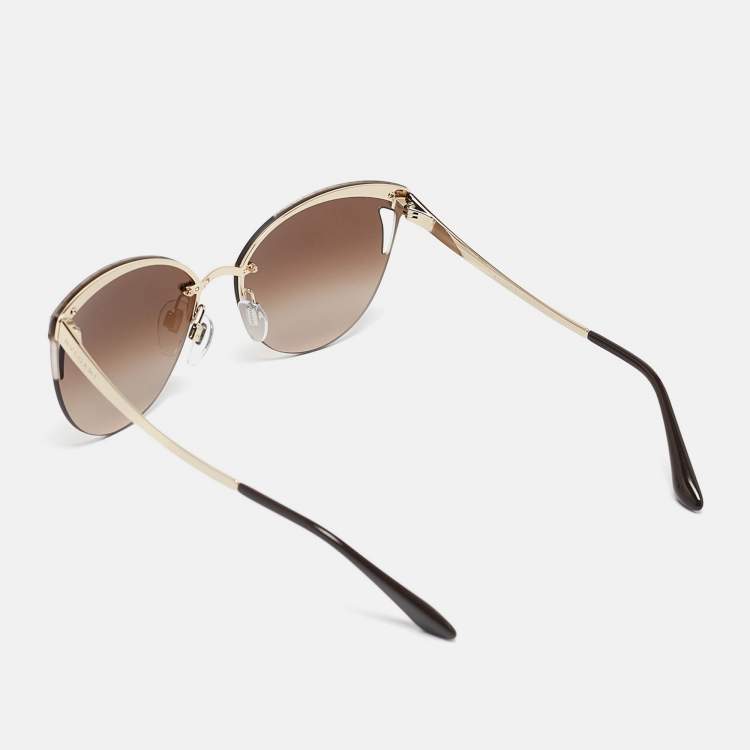 Pre Owned Bvlgari Brown Gradient 6110 Serpenti Cat Eye Sunglasses