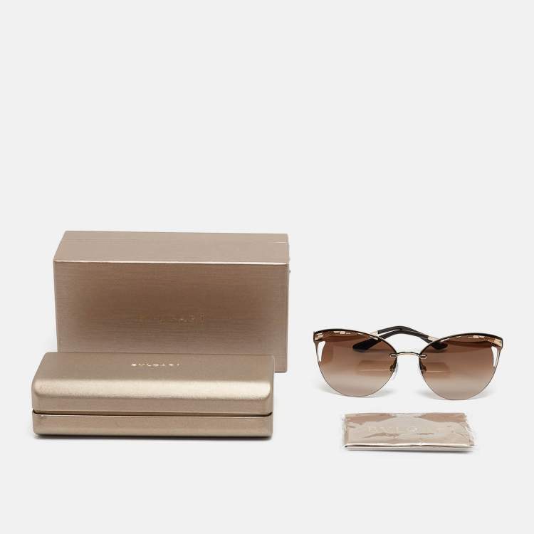 Pre Owned Bvlgari Brown Gradient 6110 Serpenti Cat Eye Sunglasses