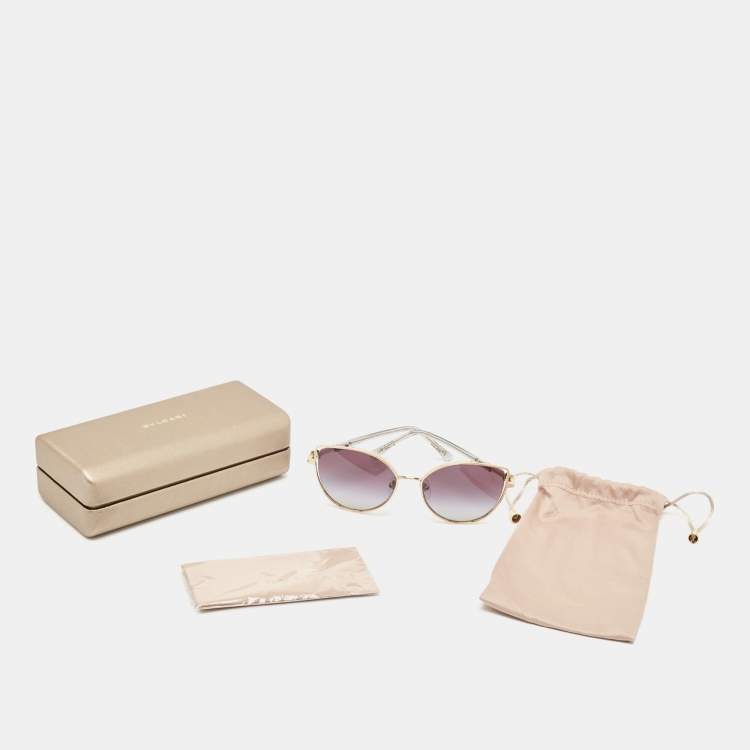 Pre Owned Bvlgari Black Gold Tone BV 6168 Cat Eye Sunglasses