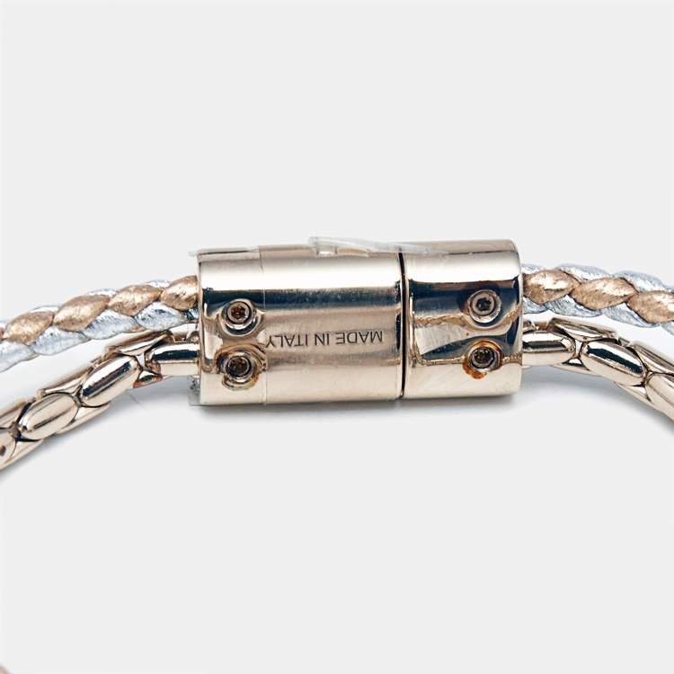 Pre Owned Bvlgari Serpenti Forever Ename Leather Gold Tone Bracelet