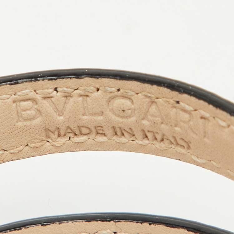 Pre Owned Bvlgari Serpenti Forever Navy Blue Python Leather Enamel Double Coiled Bracelet