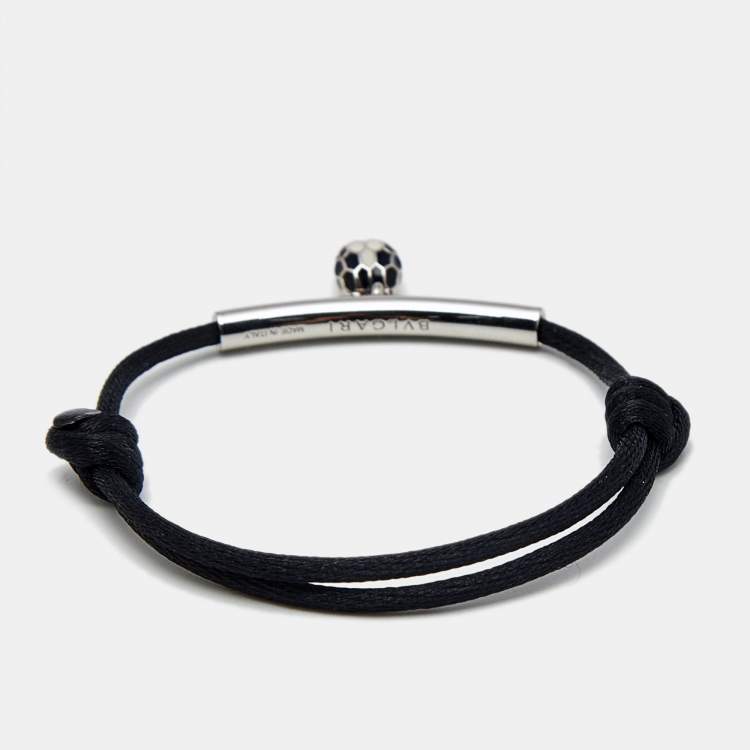 Pre Owned Bvlgari Serpenti Forever Enamel Silver Tone Cord Bracelet