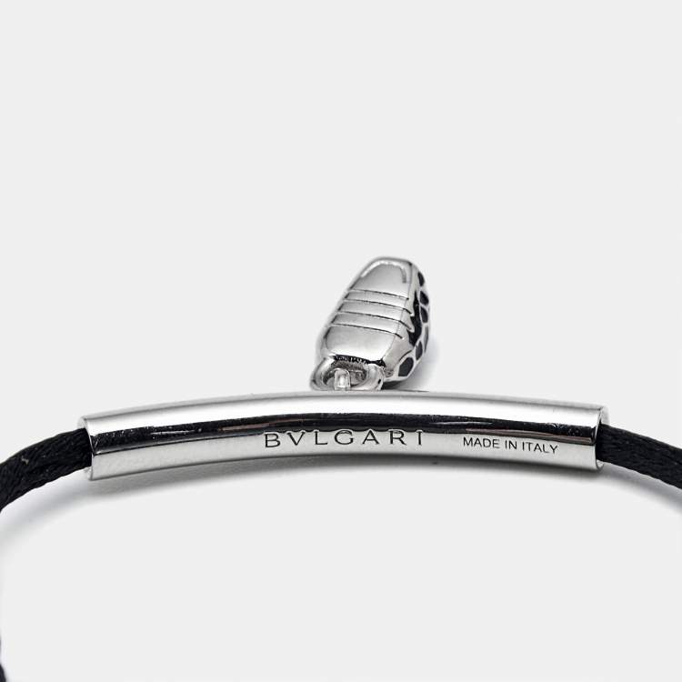 Pre Owned Bvlgari Serpenti Forever Enamel Silver Tone Cord Bracelet