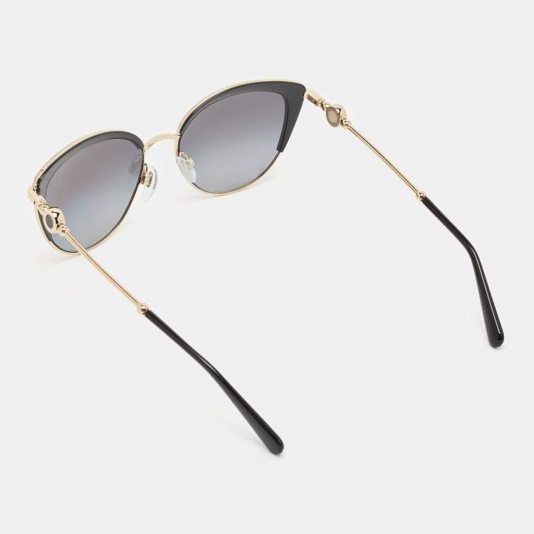 Pre Owned Bvlgari Black/Gold BV 6133 Cat Eye Sunglasses