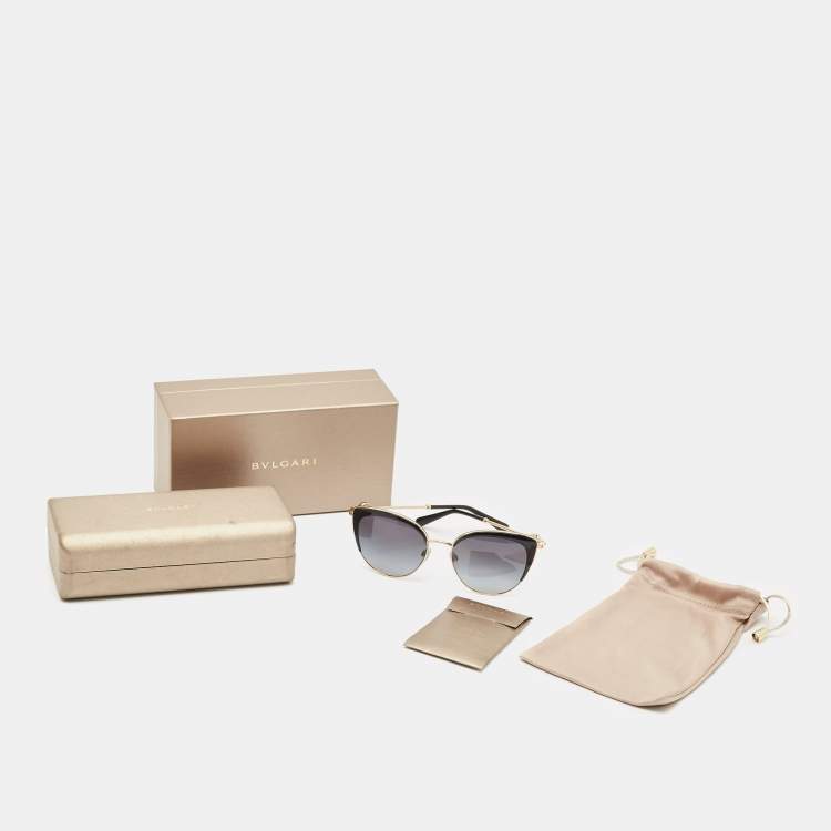 Pre Owned Bvlgari Black/Gold BV 6133 Cat Eye Sunglasses