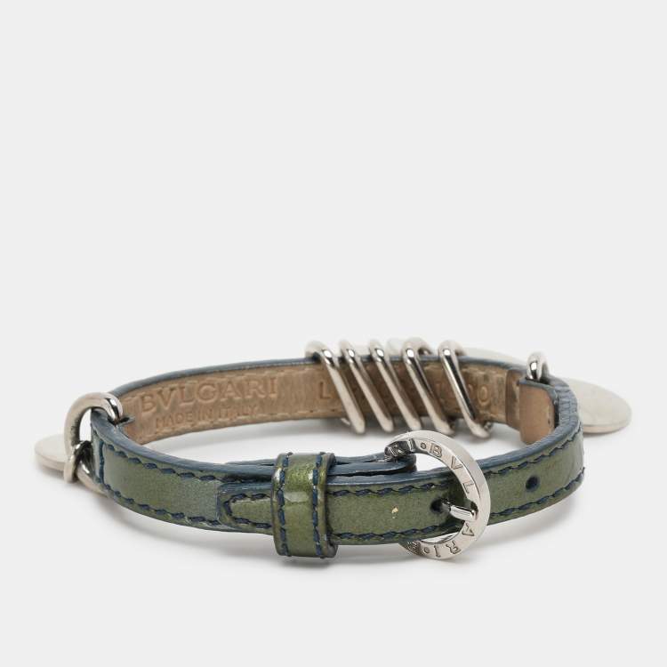 Pre Owned Bvlgari Blue Patent Leather Charm Bracelet