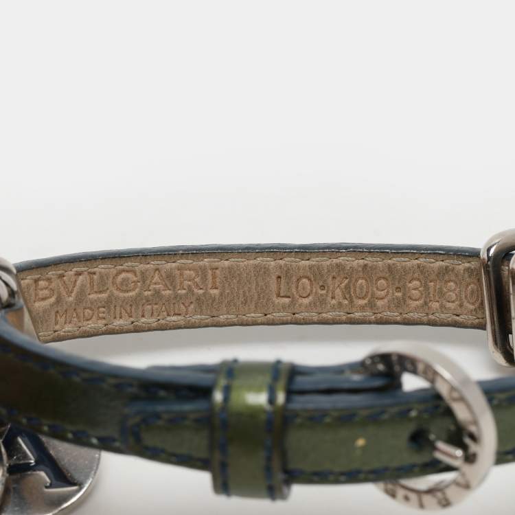 Pre Owned Bvlgari Blue Patent Leather Charm Bracelet