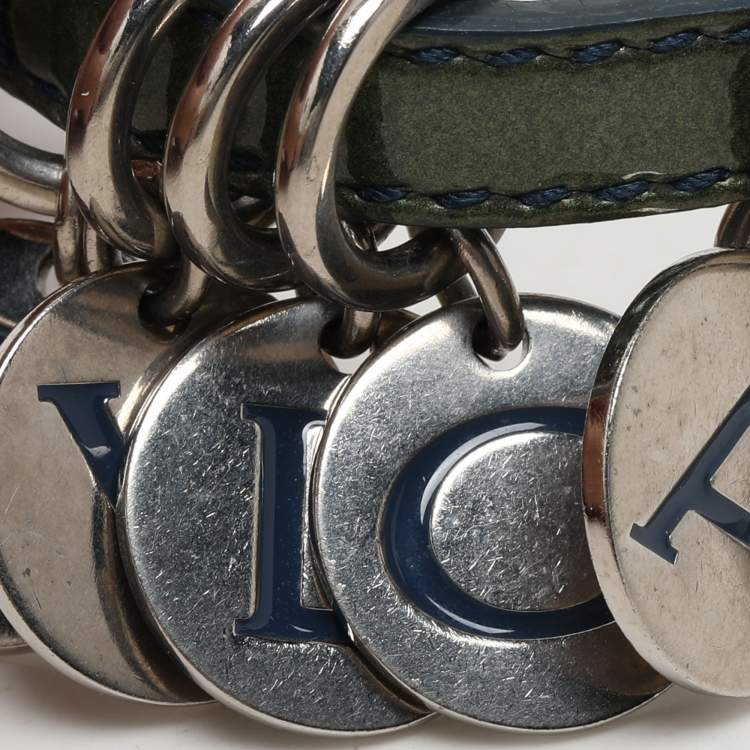 Pre Owned Bvlgari Blue Patent Leather Charm Bracelet
