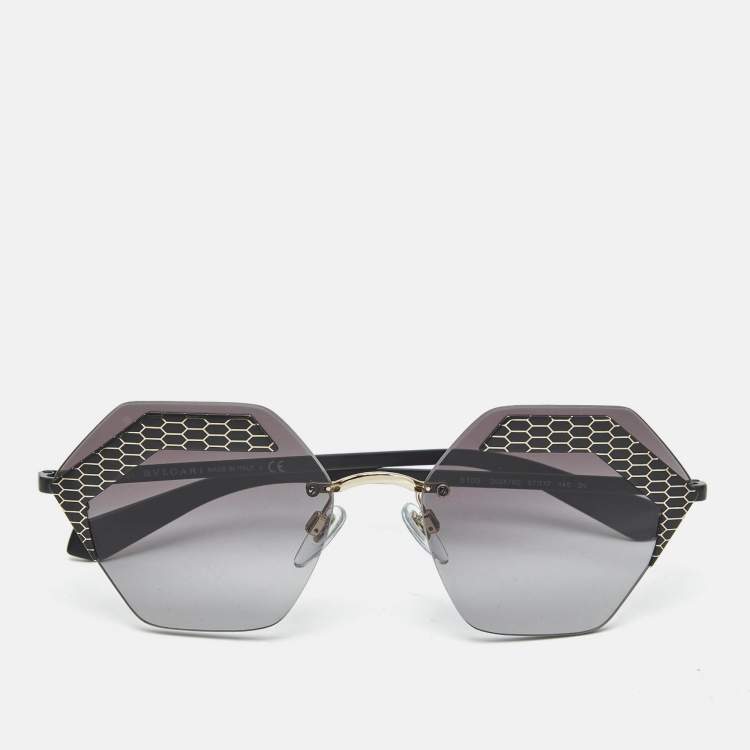 Pre Owned Bvlgari Matte Black Gradient 6103 Serpenteyes Geometric Sunglasses