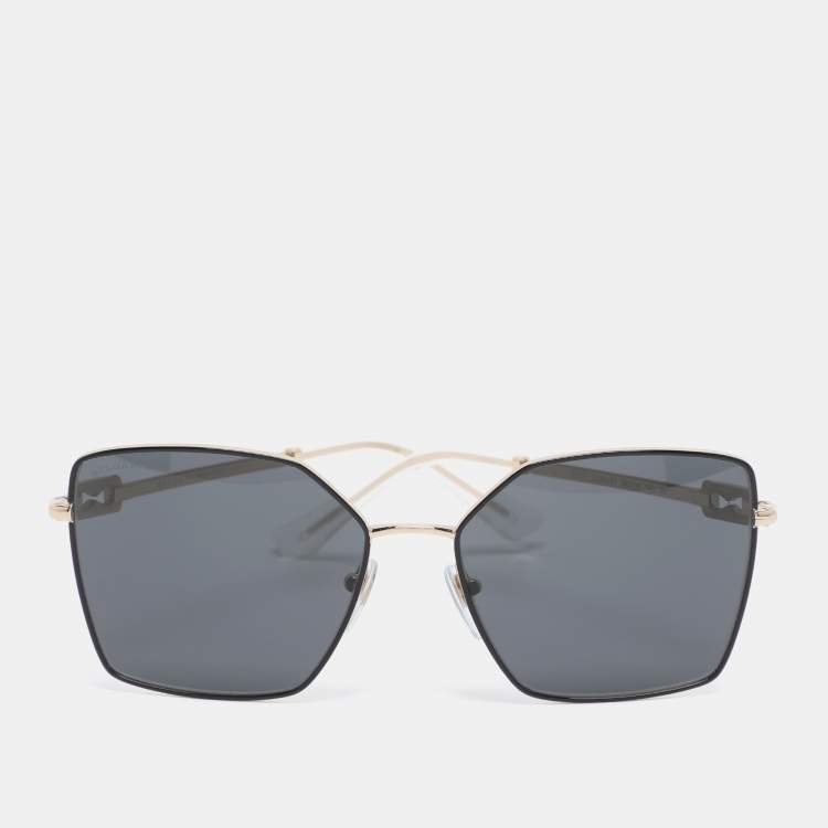 Pre Owned Bvlgari Gold/Grey 6175 Square Sunglasses