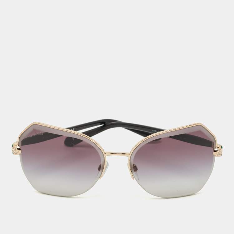 Pre Owned Bvlgari Black Gradient 6102 B Serpenti Cat Eye Sunglasses