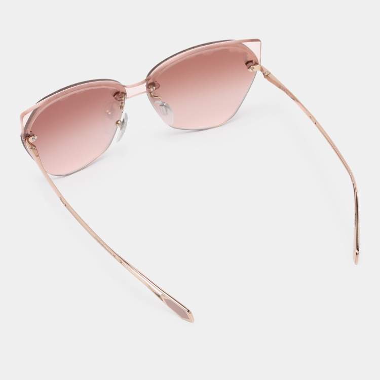 Pre Owned Bvlgari Pink Rose Gold Tone Metal 6107 Scalesbeat Serpenti Sunglasses