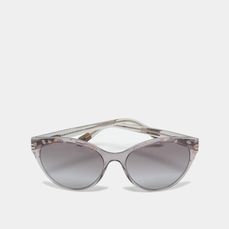 Pre Owned Bvlgari Grey Gradient Printed BV 8209 Cat Eye Sunglasses