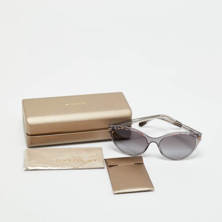 Pre Owned Bvlgari Grey Gradient Printed BV 8209 Cat Eye Sunglasses