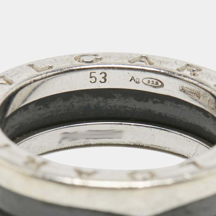 Pre Owned Bvlgari Save The Children Ceramic Sterling Silver Ring  Size 53