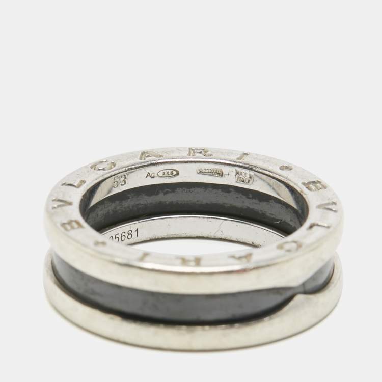 Pre Owned Bvlgari Save The Children Ceramic Sterling Silver Ring  Size 53