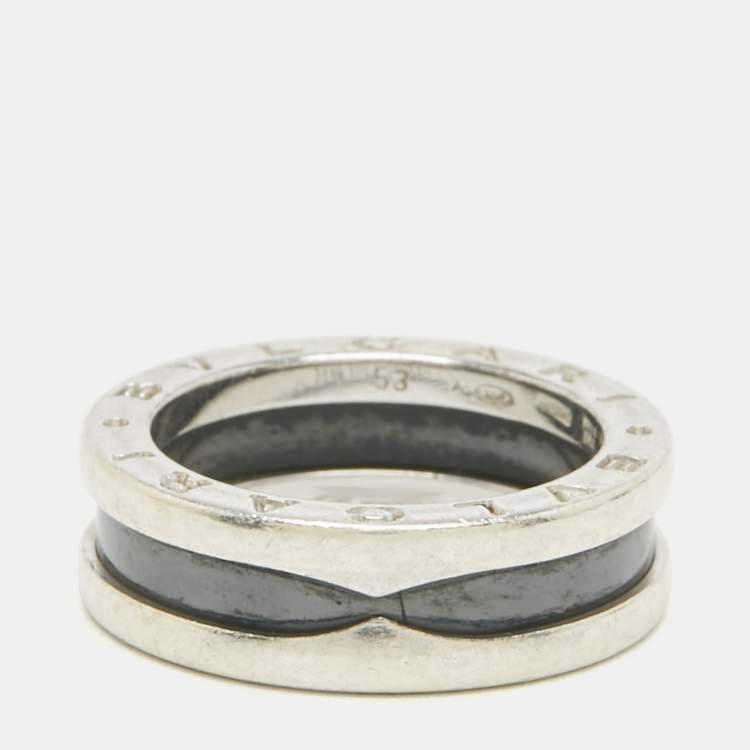 Pre Owned Bvlgari Save The Children Ceramic Sterling Silver Ring  Size 53