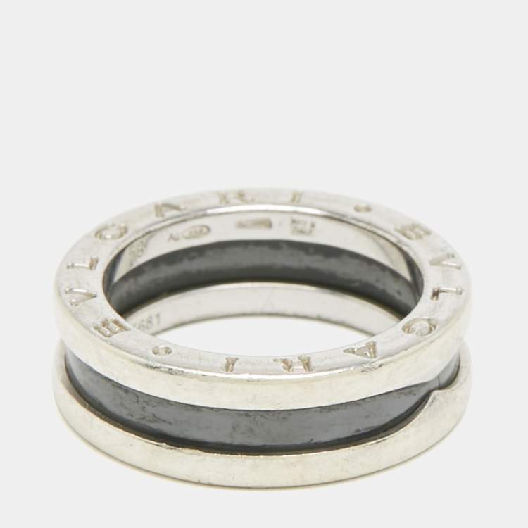 Pre Owned Bvlgari Save The Children Ceramic Sterling Silver Ring  Size 53