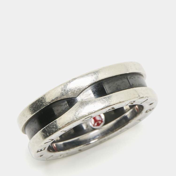 Pre Owned Bvlgari Save The Children Ceramic Sterling Silver Ring  Size 53