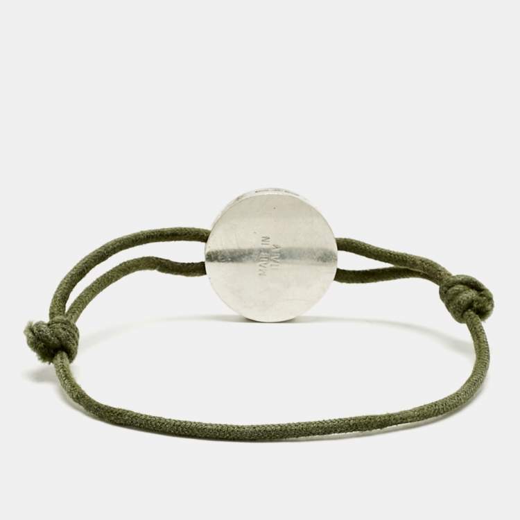 Pre Owned Bvlgari  Green Enamel Sterling Silver Adjustable Cord Bracelet