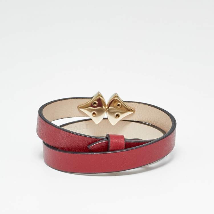 Pre Owned Bvlgari Divas' Dream  Enamel Gold Tone Leather Bracelet