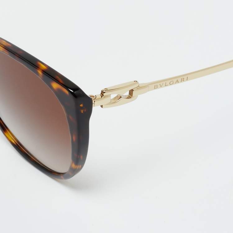 Pre Owned Bvlgari Tortoise Brown Gradient BV 8251 Cat Eye Sunglasses