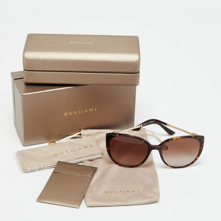 Pre Owned Bvlgari Tortoise Brown Gradient BV 8251 Cat Eye Sunglasses