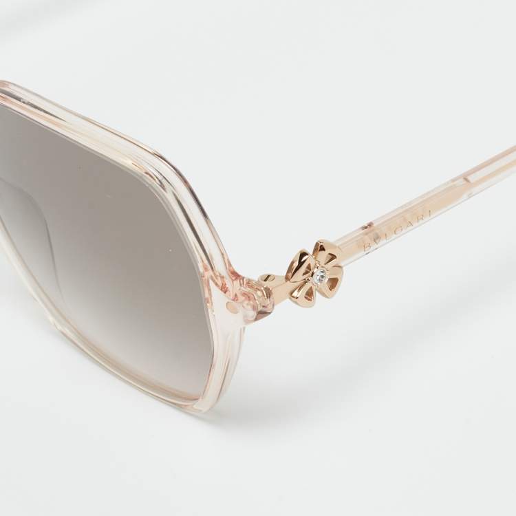 Pre Owned Bvlgari Peach/Grey Gradient 8238 B Oversized Sunglasses