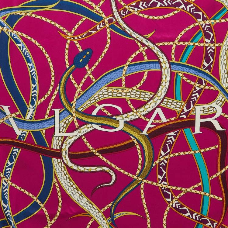 Pre Owned Bvlgari Pink/Burgundy Serpenti 75 Silk Scarf 