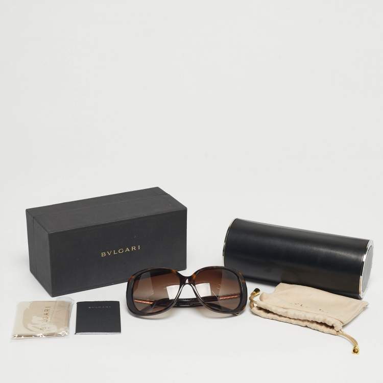 Pre Owned Bvlgari Tortoishell Brown Gradient  8105 B Crystal Oversized Sunglasses