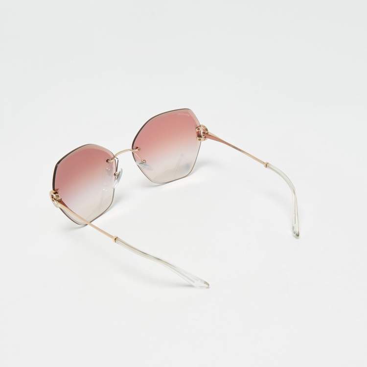 Pre Owned Bvlgari Pink Gradient 6105 B Mirrored Butterfly Sunglasses