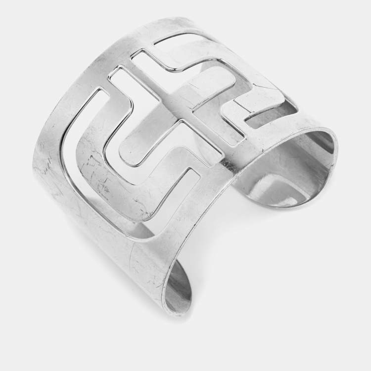 Pre Owned Bvlgari Parentesi Cutwork Sterling Silver Bracelet