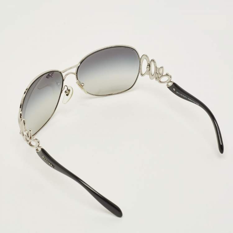 Pre Owned Bvlgari Black/Silver Tone Gradient 6028 B Oversized Sunglasses