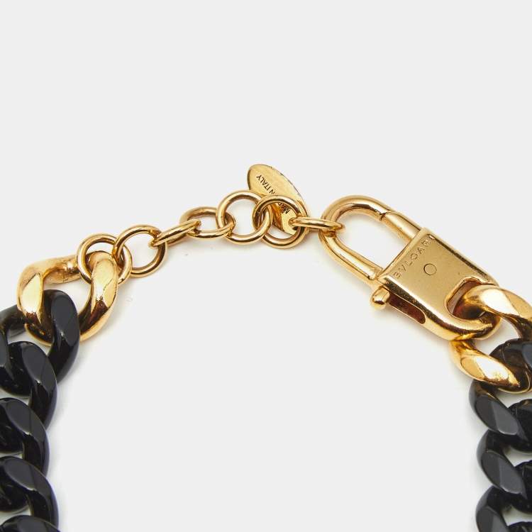 Pre Owned Bvlgari Serpenti Forever Gold Plated Brass and Enamel Maxi Chain Bracelet