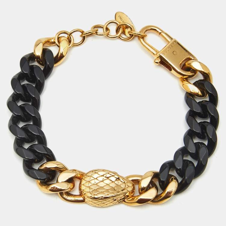Pre Owned Bvlgari Serpenti Forever Gold Plated Brass and Enamel Maxi Chain Bracelet