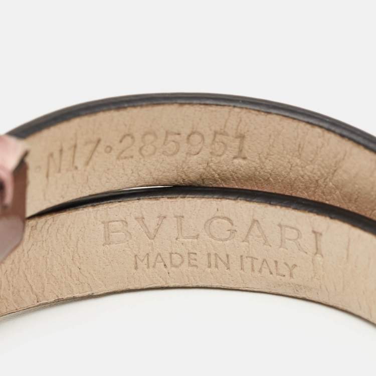 Pre Owned Bvlgari Divas' Dream Metallic Studded Leather Double Wrap Bracelet