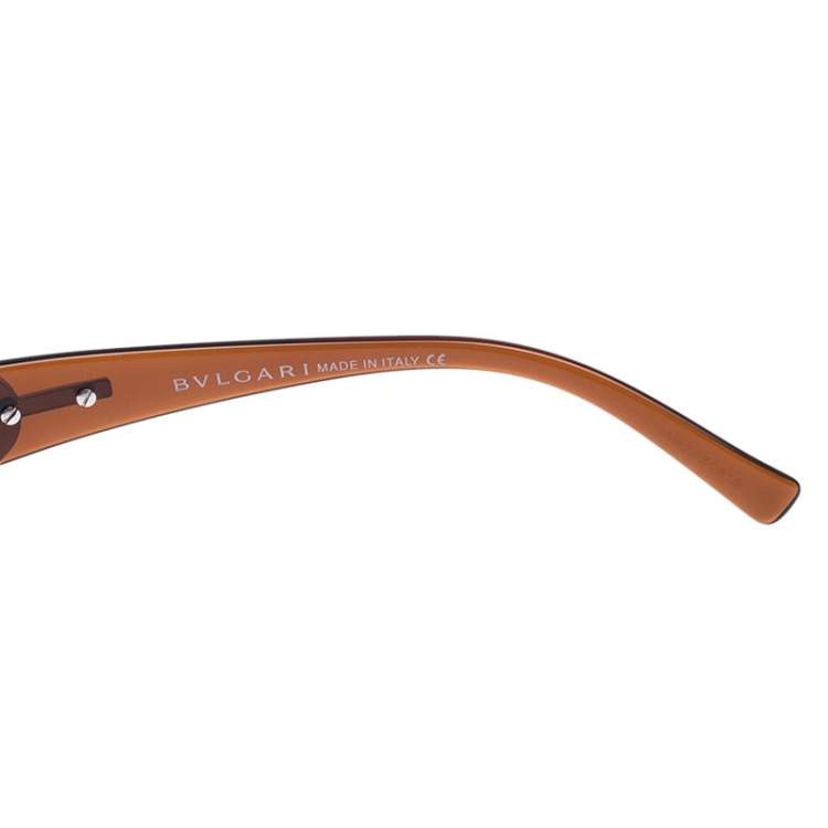 Pre Owned Bvlgari Brown Crystal Embellished 656-B Rimless Sunglasses