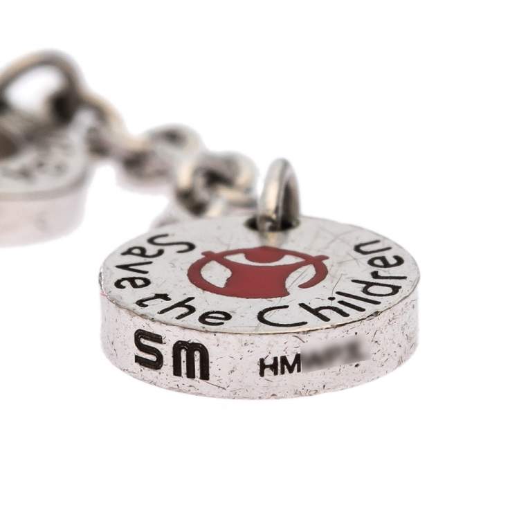 Pre Owned Bvlgari Save the Children Black Ceramic Silver Bracelet