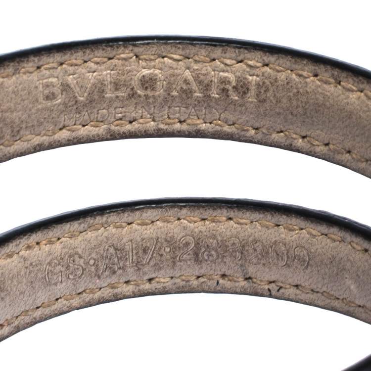 Pre Owned Bvlgari Serpenti Forever Enamel Purple Leather Wrap Bracelet