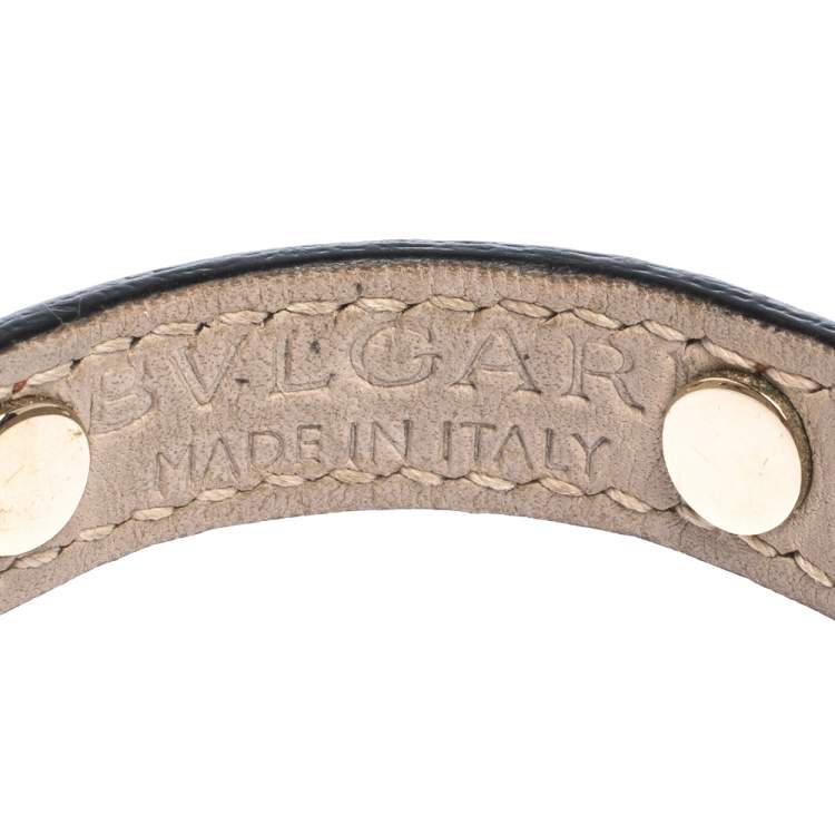 Pre Owned Bvlgari Serpenti Enamel Stud Embellished Red Leather Bracelet