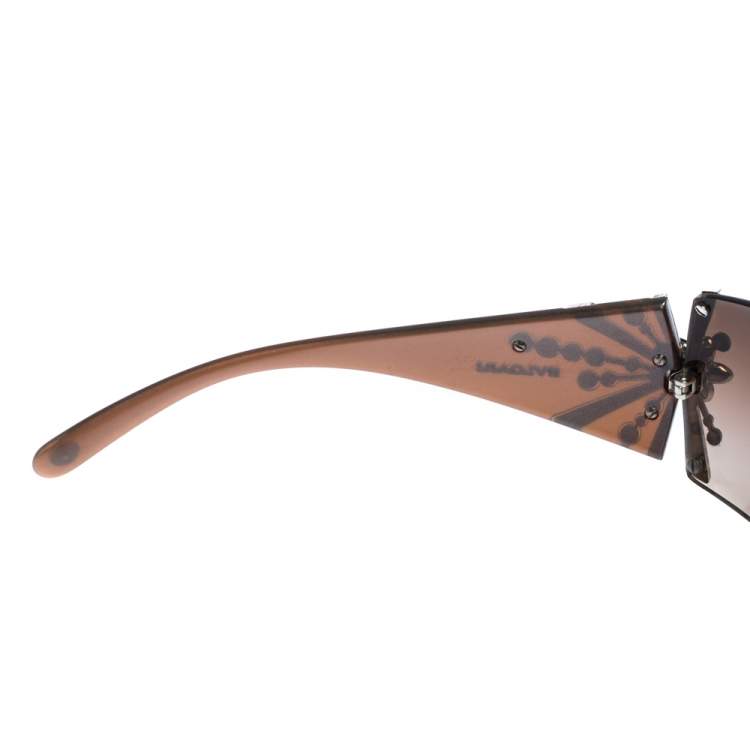 Pre Owned Bvlgari Beige/Brown Gradient Limited Edition Shield Sunglasses