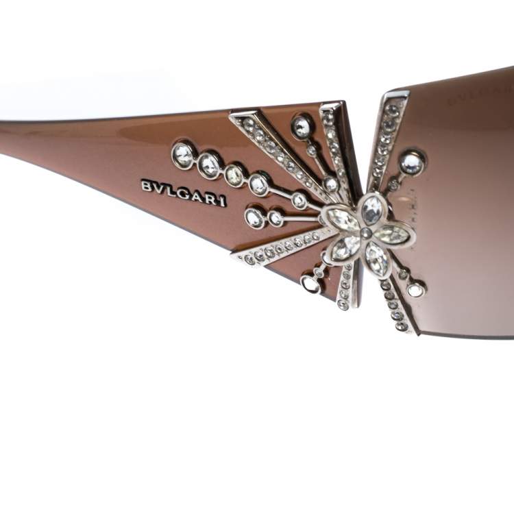 Pre Owned Bvlgari Beige/Brown Gradient Limited Edition Shield Sunglasses