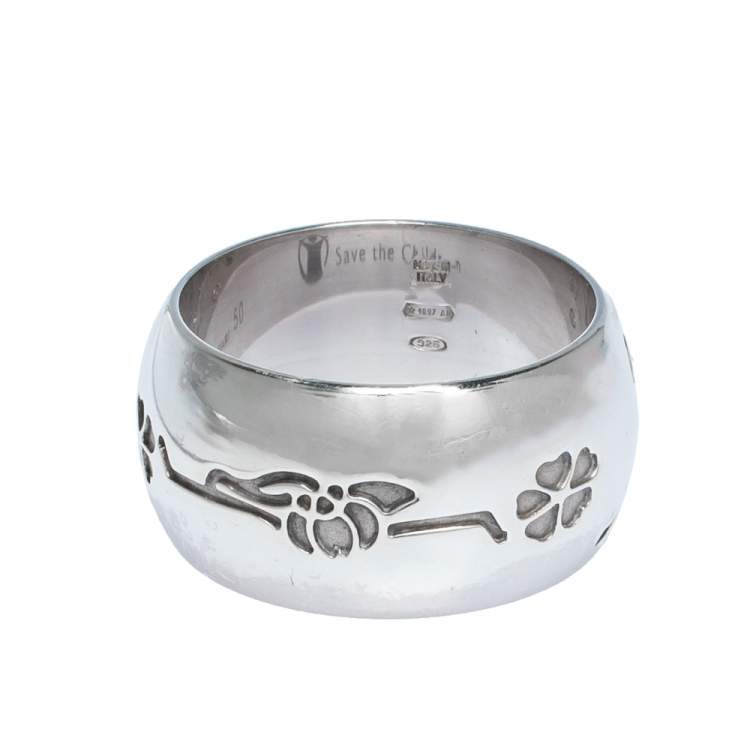 Pre Owned Bvlgari Save The Children Silver Band Ring Size 50