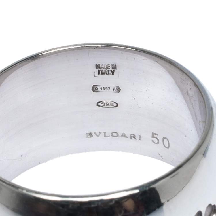Pre Owned Bvlgari Save The Children Silver Band Ring Size 50